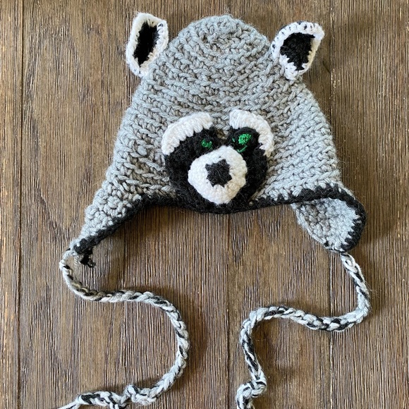 4/$20 Crochet raccoon infant hat - Picture 5 of 5